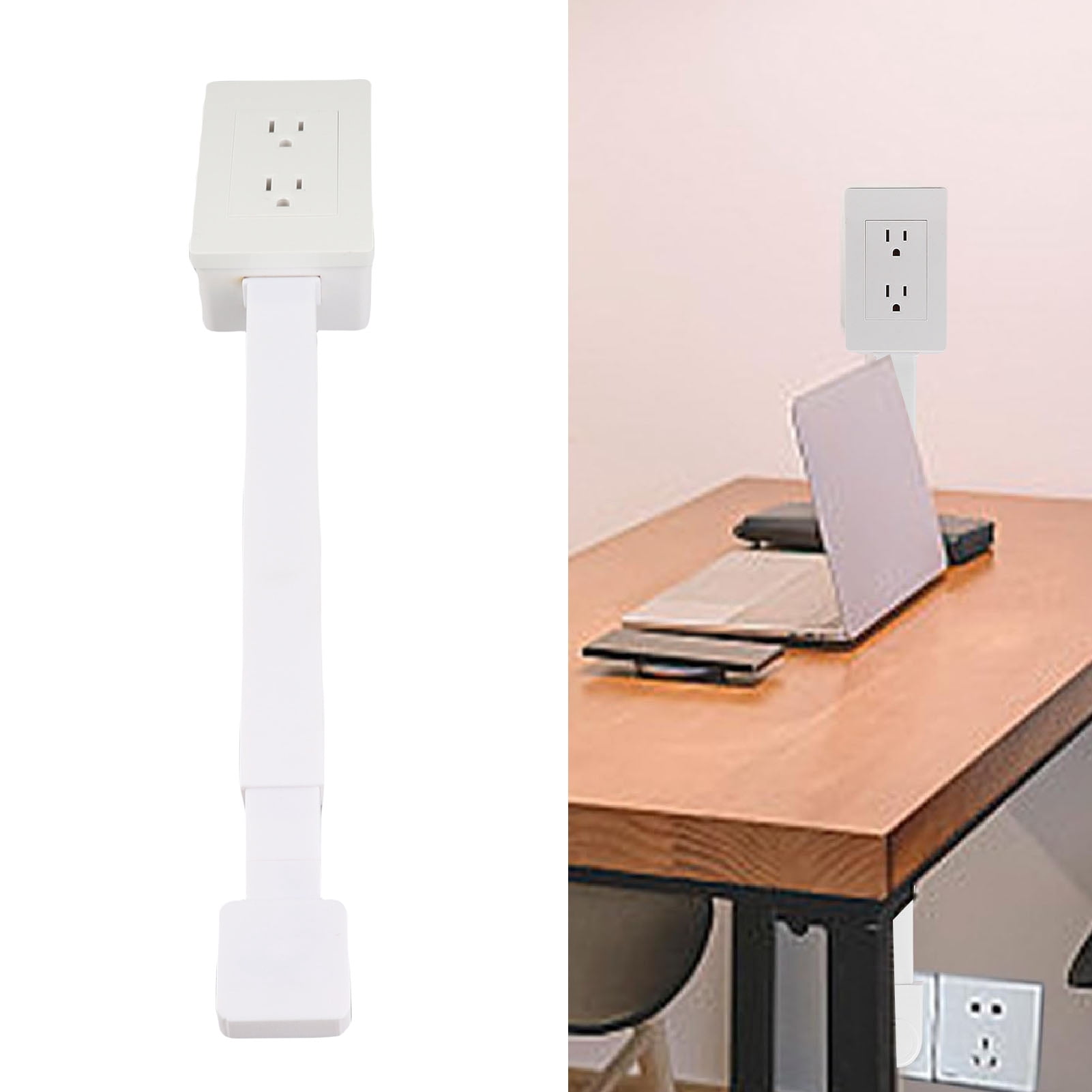Rotating Plug Adapter, Power Socket Expander, 3 Prong Electrical Outlets Power Strip, 22 to 34 Inch Extension with 180 Degree Rotating Base