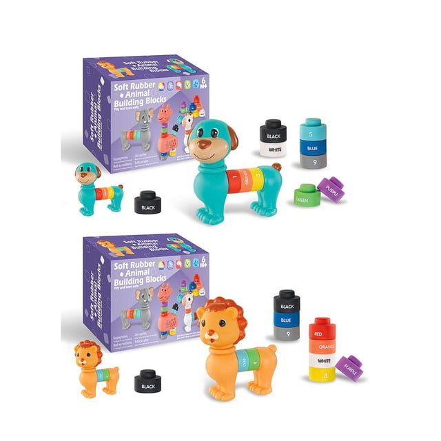 Animal Soft Glue Digital Color Cognitive Building Blocks Educational Toy \: N7W4