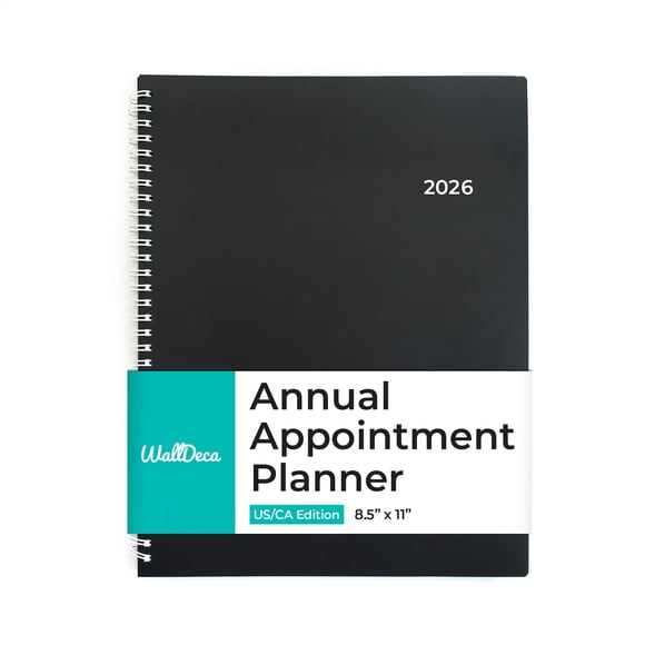 WallDeca Appointment Planner 2026, Agenda Planner With Weekly And Monthly View, Daily Agenda Book And Yearly Planners Calendar Book, Spiral Bound With Day Timer, Notes, Goals, Holidays (21.6 x 28 cm)