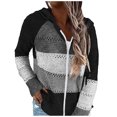 thumbnail image 1 of 2025 Femmes Décontracté Patchwork Cardigan Surdimensionné Femmes Manches Longues Chandail à Capuche Cardigan en Maille Blouse, 1 of 7