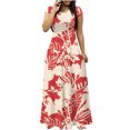 thumbnail image 2 of Robes pour Femmes 2024 Été Oversize Col Rond Manches Courtes Imprimé Quotidien Décontracté Vintage Bohème Robe Maxi Rabais de 50 % Liquidation!, 2 of 5