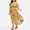 Yellow, variant on TIMIFIS Womens Dresses Summer Casual V-Neck Floral Print Ruched Waist A Line Cocktail Party Dress - Summer