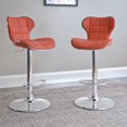 thumbnail image 2 of CorLiving Remi Modern Faux Leather Square Tufted Adjustable Swivel Indoor Bar Stools, Red (Set of 2), 2 of 7