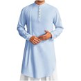 thumbnail image 2 of Men's Cotton Muslim Robe Set Arabic Style Long Sleeve Button Front Casual Robe for Daily Wear, 2 of 9