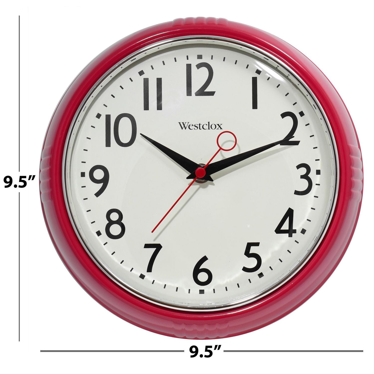 Westclox Horloge Murale Ronde de 9,5 po, Rouge - Modèle 32042RCN