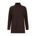 thumbnail image 3 of Dagegui Women's Oversized Turtleneck Sweaters Fall Drop Shoulder Long Sleeve Ribbed Knit Tunic Pullover Tops Brown,L, 3 of 5