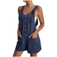 thumbnail image 1 of EQWLJWE Combishort Salopette pour Femmes, Combishorts Combinaisons Courtes pour Femmes, Combishort d'Été Sans Manches pour Femmes avec Bretelles à Nœud Ajustables, Combishorts Salopette avec Poches, 1 of 7