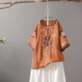 thumbnail image 5 of Blouses pour Femmes, T-Shirt Mode Décontracté Ample de Printemps Été pour Femmes, Couleur, Manches Courtes, Col Rond, Hauts Brodés, Blouse en Coton et Lin, 5 of 5