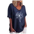 thumbnail image 1 of EQWLJWE Chemises pour Femmes Liquidation T-Shirts pour Femmes Chemises Aguichant pour Femmes Col Rond Manches Courtes Hauts Imprimés Blouse Régulière, 1 of 6