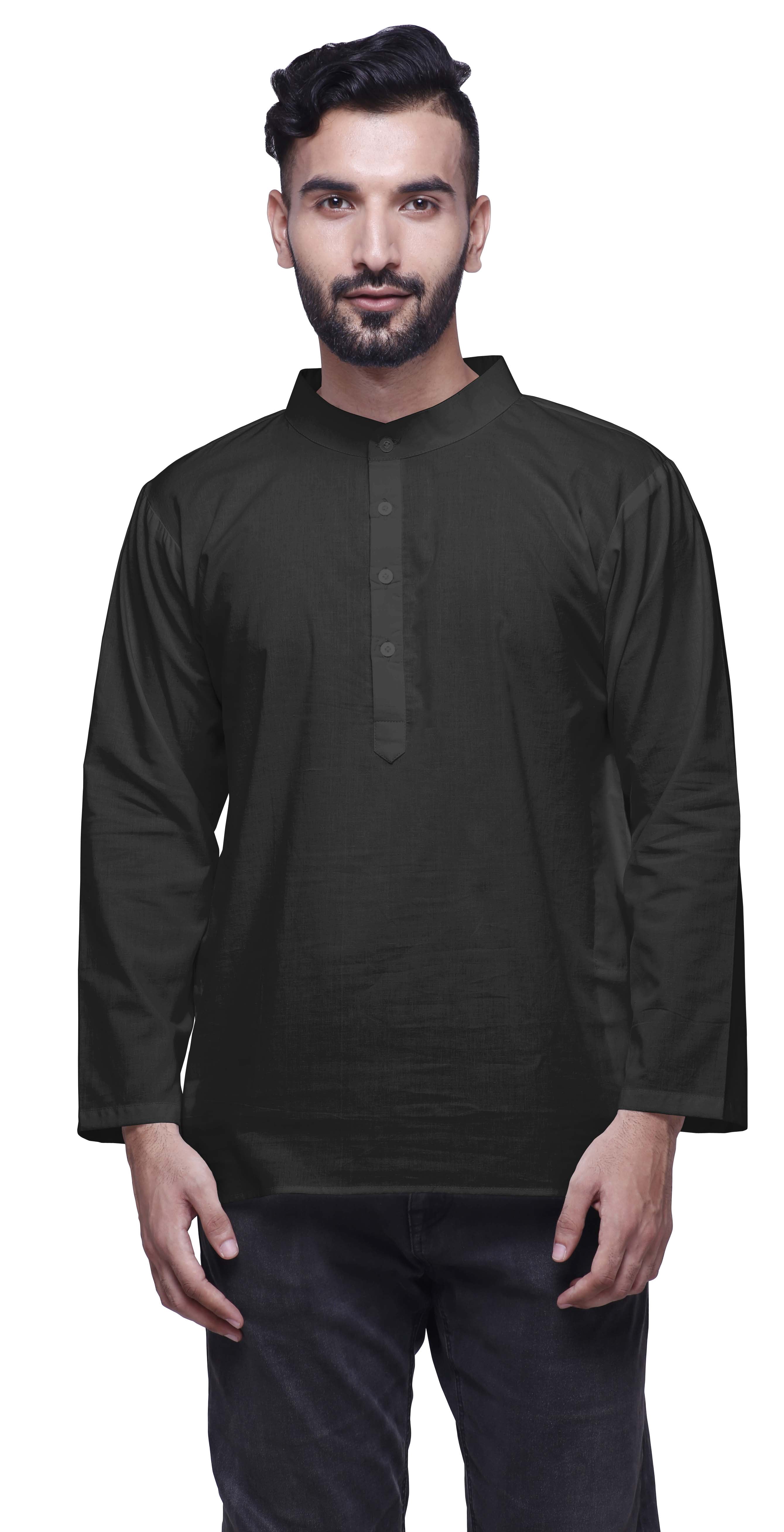 Atasi Long Sleeve Kurta For Men Solid Mandarin Collar Ethnic Shirt