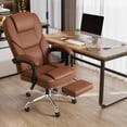 thumbnail image 2 of Homall Chaise de Bureau Réglable en Hauteur avec Massage, Chaise d'Ordinateur Inclinable Ergonomique en Cuir pour Cadre, Soutien 8 Heures, Conception Robuste, Brun, 2 of 8
