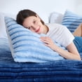 thumbnail image 2 of Regency Heights Full/Queen Size Comforter Set, Fluffy Ribbed Plush Comforter Set, 3-Piece Bedding Set, Blue Ombre, 2 of 8