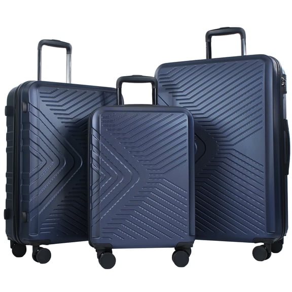 Travelhouse Hardshell Ensemble de 3 Pcs de Valises Rigides Légères avec Cadenas TSA Roues Pivotantes 20 Po24 Po28 Po. (Bleu Marine)