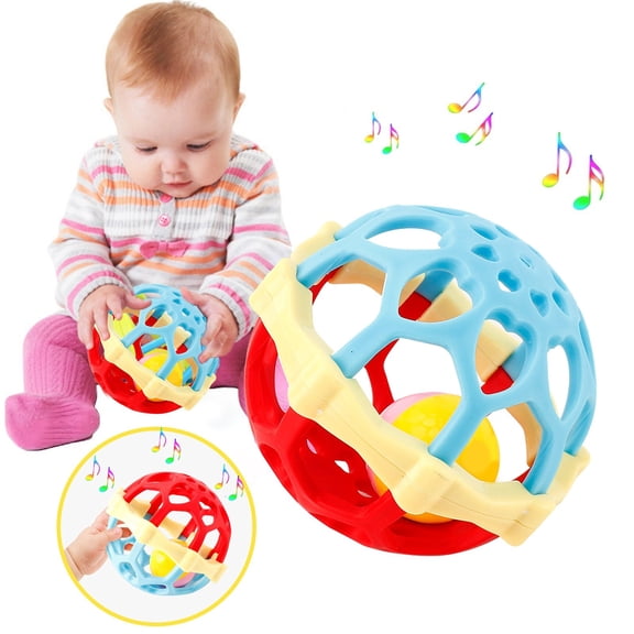 Agiferg Jouets Éducatifs Jouets d'Apprentissage Montessori, Nourrisson Peut Être Bouilli pour Apaiser le Nouveau-Né Éducation Précoce Mise en Forme Hochet en Caoutchouc Souple à Saisir à la Main Jouets pour 0-1 An