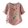 thumbnail image 1 of CHUANK Chemises pour Femmes Dames Liquidation T-Shirts d'Été Décontractés pour Femmes Col Rond Manches Courtes Imprimé Floral Chemise Ample Hauts, 1 of 6