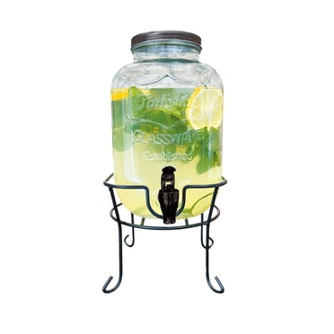 JS Gourmet - Distributeur de Boissons en Verre avec Support, Capacité de 5 Litres