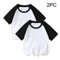 thumbnail image 2 of vdgthytj Lot de 2 T-Shirts Raglan d'Été pour Enfants Filles Garçons à Blocs de Couleur Col Ras du Cou Manches Courtes Décontractés Basiques Hauts Tees, 2 of 5