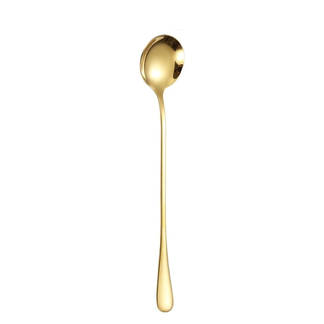 Lksixu Long Handle Stainless Steel Mixing Spoon Coffee Spoon Ice Cream Spoon Ice Tip Round Spoon Kitchen Gadgets
