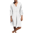 thumbnail image 2 of Weiqiqre Robes pour Femmes, Robes Décontractées Amples à Col en V pour Femmes à Manches 3/4 avec Poche en Solde, 2 of 6