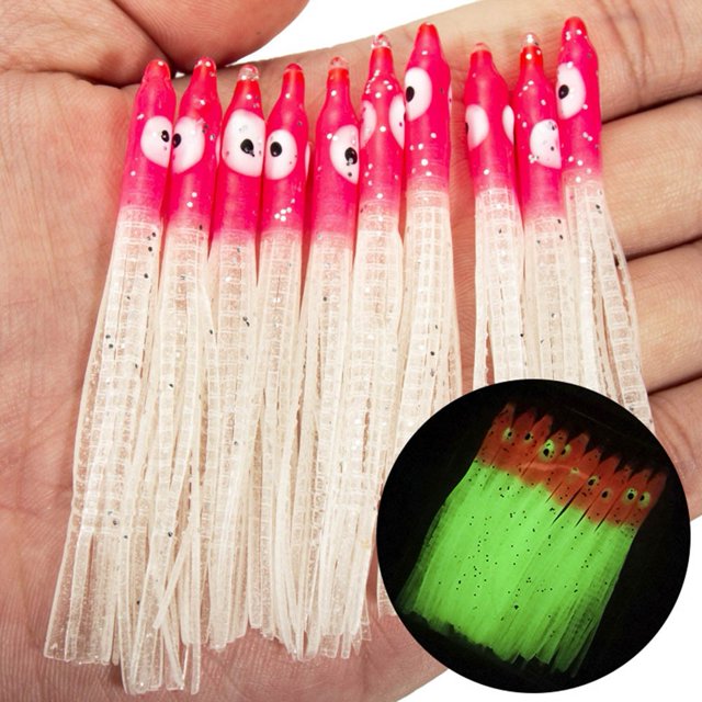 10pcs 8cm Fishing luminous luya bait Needle shape octopus Squid soft bait