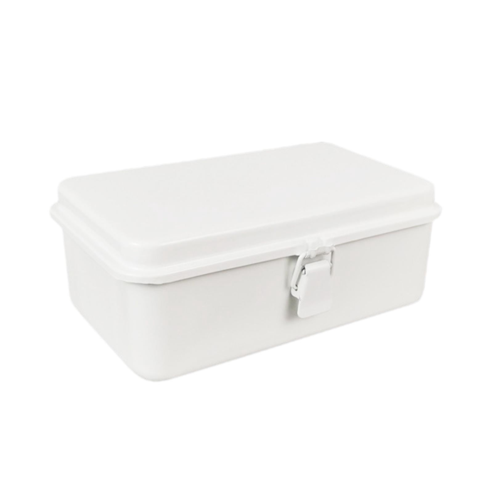 simhoa Metal Storage Box Empty Box Vintage with Lid Desktop Storage Container Bin White