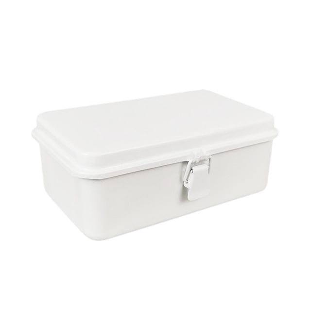 veasfak Boîte de Rangement en Métal Boîte Vide Vintage avec Couvercle Bac de Rangement de Bureau Blanc
