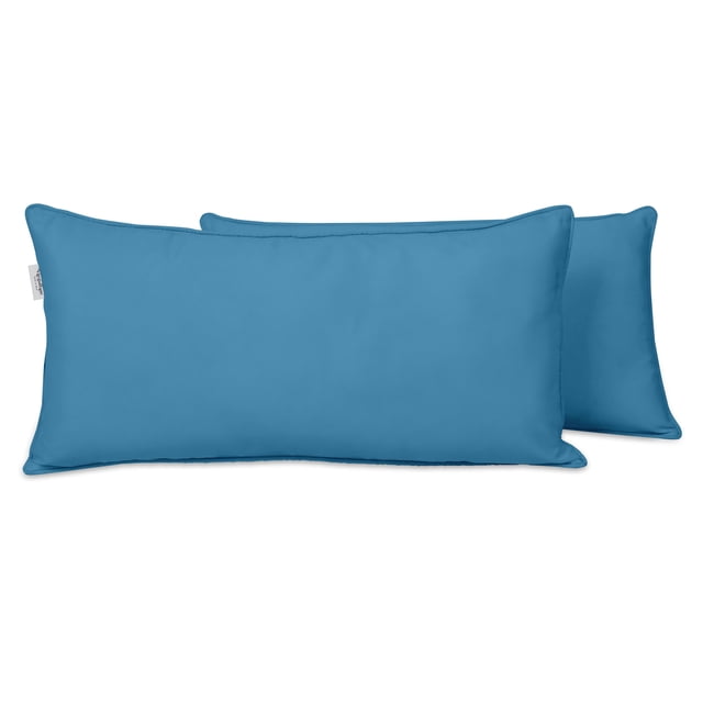 VargottamIndoor/OutdoorPolyester FabricLumbarPillowCover,All-Weather Waterproof Rectangular Cushion Case for Patio Furniture,12" x 18"Set of 2-Medium Blue