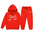 thumbnail image 4 of FhsagQ Outfits for Girls Children's Hoodie Set with Bow Print Little Girls Outfits Size 7/8 Spring Spring Red 3-4Years, 4 of 4