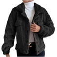 thumbnail image 2 of IROINID Veste Courte Décontractée pour Femme à Revers en Pointe, Blouson Bomber Uni à Manches Longues, Noir, 2 of 8