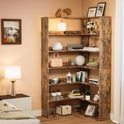 Yiwa 6-Tier Corner Bookshelf with Baffles, Industrial Large Etagere Bookcase, L-Shaped Tall Corner Bookshelf, Tall Bookcase Display Rack Storage for Living Room Home Office