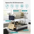 thumbnail image 4 of SONGMICS Dish Drying Rack, 2-Tier Dish Rack for Kitchen Counter with Rotatable and Extendable Drain Spout, Dish Drainer with Utensil, Cup, Glass, Cutting Board Holders, Silver and Gray, 4 of 6