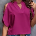 thumbnail image 2 of FAIWAD Summer Tops for Women Off The Shoulder V Neck Shirts Solid Color Going Out Blouses, 2 of 3