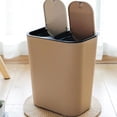 thumbnail image 4 of tredstone Durable And Multi-purpose Dual Compartment Trash Bin Rectangle Plastic Push-button Trash Can Easy Coffee 29X21X33CM, 4 of 6
