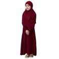 thumbnail image 1 of LUOGENLI Dress Girls Round Neck Ruffled Solid Color Dress with Pattern Flounce Maxi Skirt with Shorts Underneath Plus Size Wine 7-8Years, 1 of 4