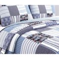 thumbnail image 1 of Comforter Set Queen Size  3-Piece Coverlet Set for Night Sleep  Bedding Quilt with Green Yellow Blue Plaid Striped Real Patchwork, 1 of 4
