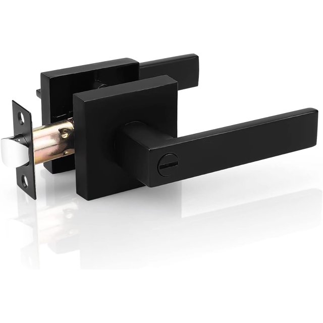 Square Door Lever Privacy Door Lock Handleset Keyless Lockset Door Knobs Storage Room Bathroom Set No Key in