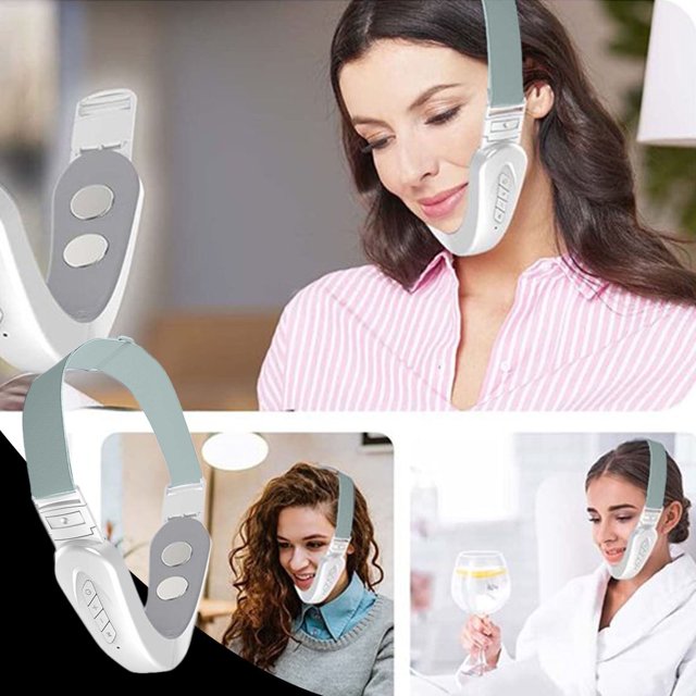 BKER Appareil Réducteur Double Menton Ceinture de Mise en Forme du Visage en V Ceinture de Beauté Intelligente Liftante Raffermissante Masseur Facial avec Lumière Bleue