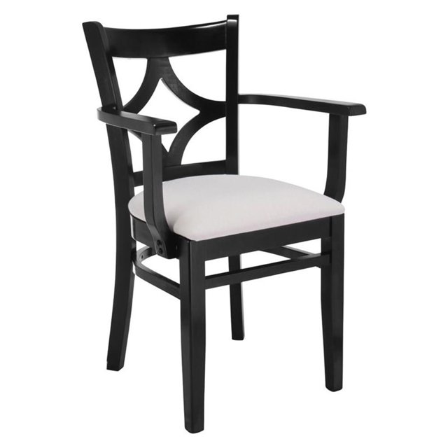 Beechwood Mountain Curtain Back Dining Arm Chair in Black and Cream
