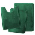 thumbnail image 2 of Set of 3 Clara Clark Bath Mat Bathroom Rug - Absorbent Memory Foam Bath Rugs - Non-Slip, Thick, Cozy Velvet Feel Microfiber Bathrug - Hunter Green - Large 20"x32" - Small 17"x24" - Contour 24"x20", 2 of 6