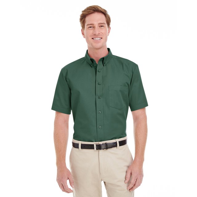 Harriton Chemise en Sergé à Manches Courtes pour Hommes Foundation 100 % Coton avec Teflonâ„¢
