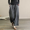 thumbnail image 1 of RKSTN Womens Pants Casual Pants For Casual Summer Drawstring Elastic High Waist Linen Pant Pockets Cropped Trouser Soft Comfortable Straight Leg Pants, 1 of 8
