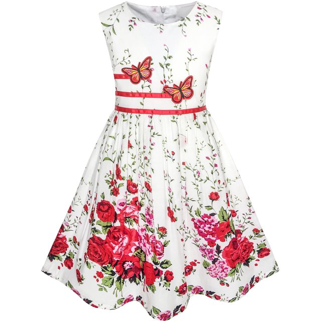 Girls Dress Butterfly Flower Sundress Party 4-5 Years