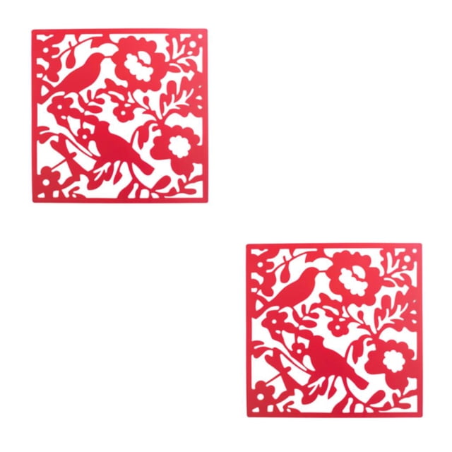 ZheElen 4piece Lightweight Hanging Divider Screens For Versatile Space Foldable Red Bird Chart 2Set