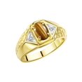 thumbnail image 3 of Rylos 14K Yellow Gold Classic 7X5MM Oval Tiger Eye & Sparkling Diamond Ring - Birthstone Jewelry for Men -Size 8, 3 of 6