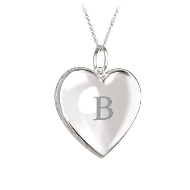 Collier Médaillon Cœur Initial en Or Blanc 10 K