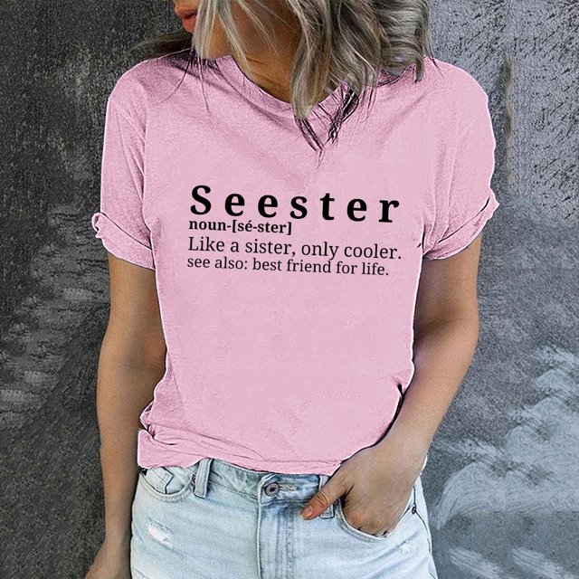LSLJS Women's Funny Printed Pattern Casual Fashion Soild Color Short Sleeve Tops Blouse