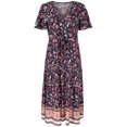 thumbnail image 4 of SMihono Robe d'Été Boho pour Femmes Grande Taille Mode Robe Décontractée à Col en V Imprimée avec Ceinture Manches Courtes Ample, 4 of 7