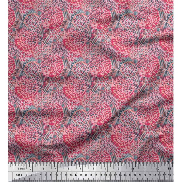 Soimoi Velvet Fabric Brush Stroke Abstract Print Fabric by Yard 58 Inch Wide