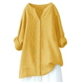 thumbnail image 4 of Penkiiy Womens Pullover Sweatshirt Plus Size,3/4 Sleeve Shirts V Neck Collared Button Down Shirt Tops with Pockets M Yellow, 4 of 4