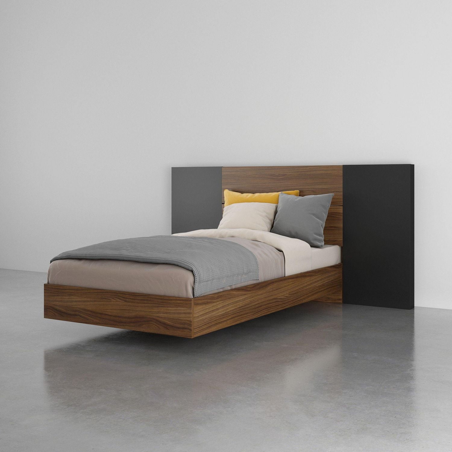 Dusk 3 Piece Bedroom Set, Walnut and Black